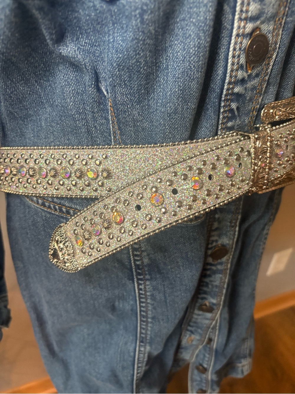 Silver Rhinestone Western Belt Bling Cowgirl Glam Festival Rodeo - Picture 4 of 4